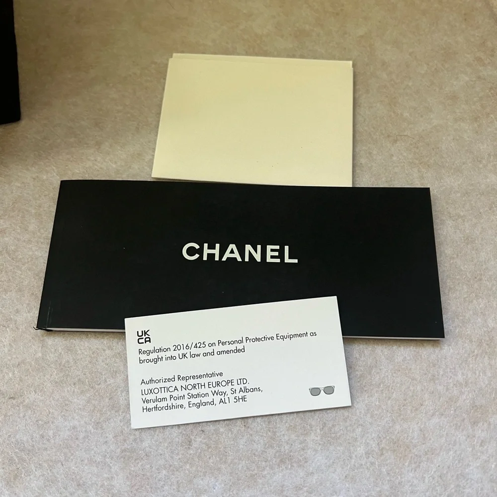 Chanel Black Square Sunglasses with Pearl Detail